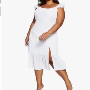 And Now This Trendy Plus Size Flutter-Sleeve MIDI Dress